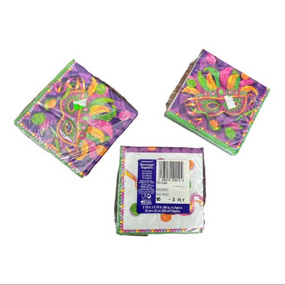 3 Packages MARDI GRAS Masquerade PARTY Paper NAPKINS 48 ct NEW - Picture 1 of 3